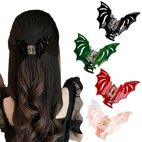 4 Stück Fledermaus-Haarklammern für Frauen und Mädchen, ausgestanzte, rutschfeste Haarspangen, Horror-Halloween-Fledermaus, Haar-Accessoires (bunt) von CJKDXDH