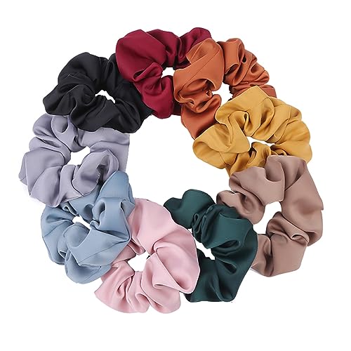 9 Stück Satin-Haargummis für Frauen und Mädchen, elastisches Haarband, Seile, Pferdeschwanz-Halter, Haargummis, modische Haargummis (bunt) von CJKDXDH