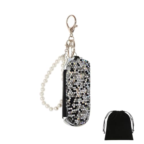 Bling Faltbare Haarbürste Schlüsselanhänger Strass Tasche Haarbürste Schlüsselanhänger Mini Paddel Haar Massage Kamm mit Spiegel für Frauen Mädchen Schwarz von CJKDXDH