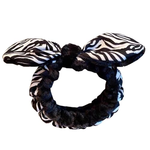 CJKDXDH Fuzzy Coral Fleece Spa Stirnband Niedliche Schleife Hautpflege Stirnbänder Weich Waschen Gesicht Haarband Elastische Make-up Haarschlaufe Bequem Dusche Yoga Haarschmuck (Schwarz) von CJKDXDH