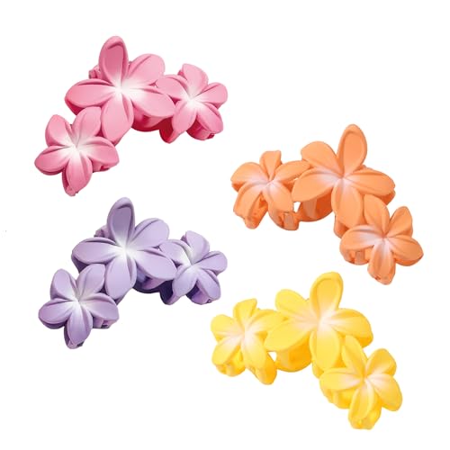 Haarklammer mit hawaiianischer Blume, starker Halt, Haarspangen, Blumen-Banananen-Haarschmuck für Damen, 4 Stück, Macaron-Serie von CJKDXDH