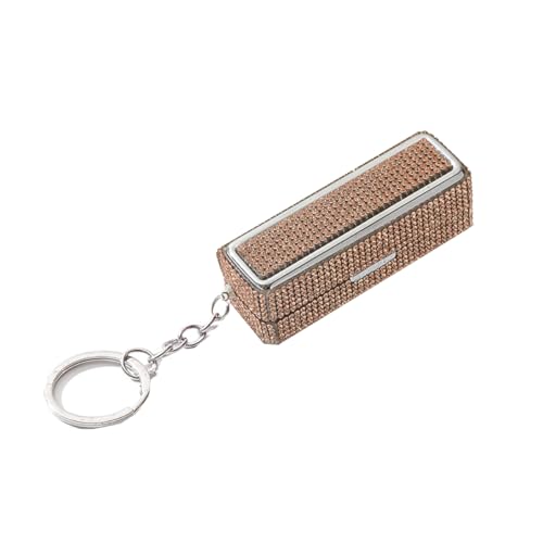 Lippenstift-Etui mit Strasssteinen und Schlüsselanhänger, tragbar, Lippenstift-Halter, Box, Bling Lipgloss, Tasche, Lippenbalsam, Champagner, Medium von CJKDXDH