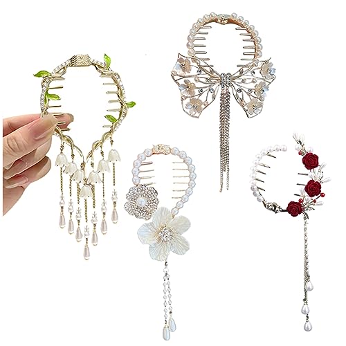 CJKDXDH Perle Blume Pferdeschwanz Schnalle Haarnadel Haar Styling Klaue Strass Haar Kreis Clips Haarspangen Haar Dutt Zubehör für Frauen von CJKDXDH