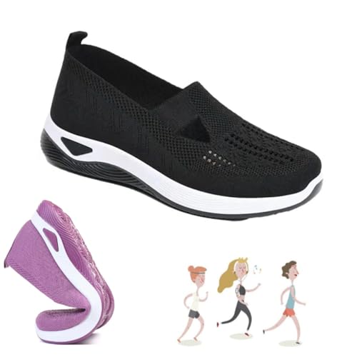 Go Walking Slip on Foam Schuhe,Women's Woven Orthopädische Atmungsaktive Weiche Schuhe,Hands Free Orthopädische Stretch für Frauen Arch Support,Bequeme Mesh Stretch Turnschuhe (01#,41) von CJKH