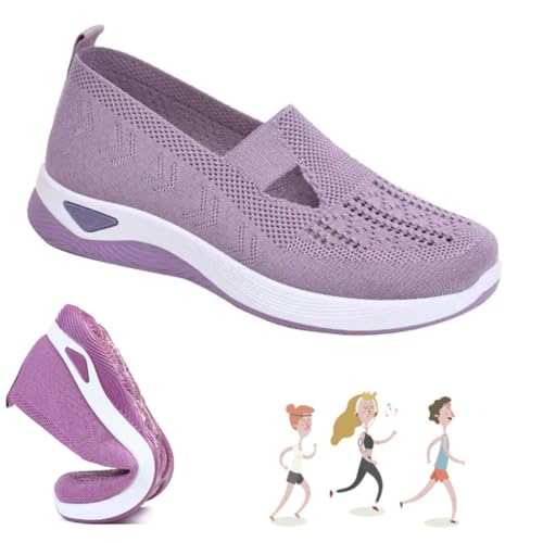 Go Walking Slip on Foam Schuhe,Women's Woven Orthopädische Atmungsaktive Weiche Schuhe,Hands Free Orthopädische Stretch für Frauen Arch Support,Bequeme Mesh Stretch Turnschuhe (03#,36) von CJKH