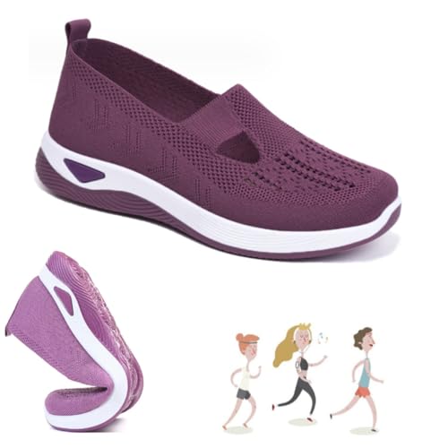 Go Walking Slip on Foam Schuhe,Women's Woven Orthopädische Atmungsaktive Weiche Schuhe,Hands Free Orthopädische Stretch für Frauen Arch Support,Bequeme Mesh Stretch Turnschuhe (05#,39) von CJKH