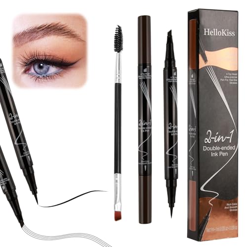 Augenbrauenstift Wasserfest, Wischfest Eyebrow Pencil 2-in-1-Doppelkopf, Langanhaltend und Wischfest, mit Augenbrauenbürste, Zaubern Sie ganz Einfach eine Natürliche Augenbrauenfarbe (Dunkelbraun) von CJMUQHEHH