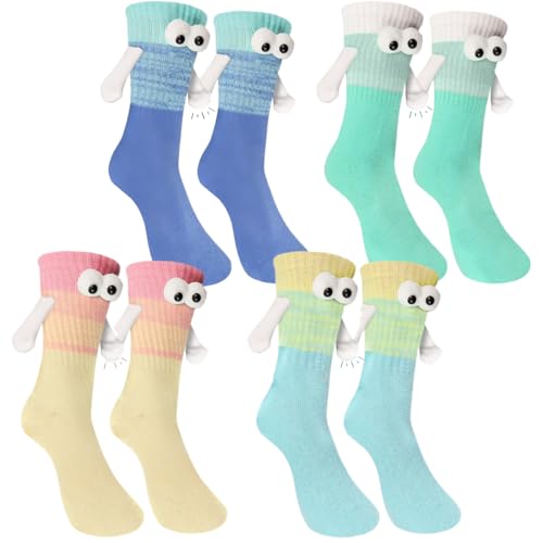 CJQRL 4 Paar Magnetische Socken mit Händen Geburtstag 35-41 Hand in Hand Socken mit Magnetarmen Lustige Alberne Geschenke für Frauen Männer Freunde Familie Partner Paar Kinder Party von CJQRL