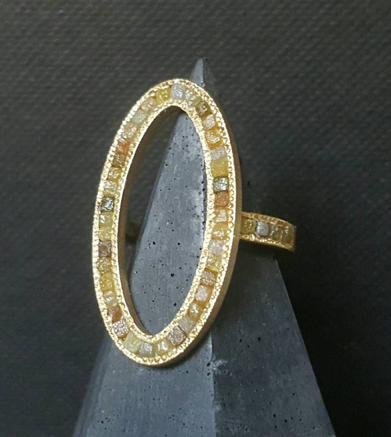 Diamant Würfel Ring-statement Ring-Gold Ring-Rohdiamant Ring-Großer Ring-Cocktail Ring-Langer Diamantring von CJbijoux