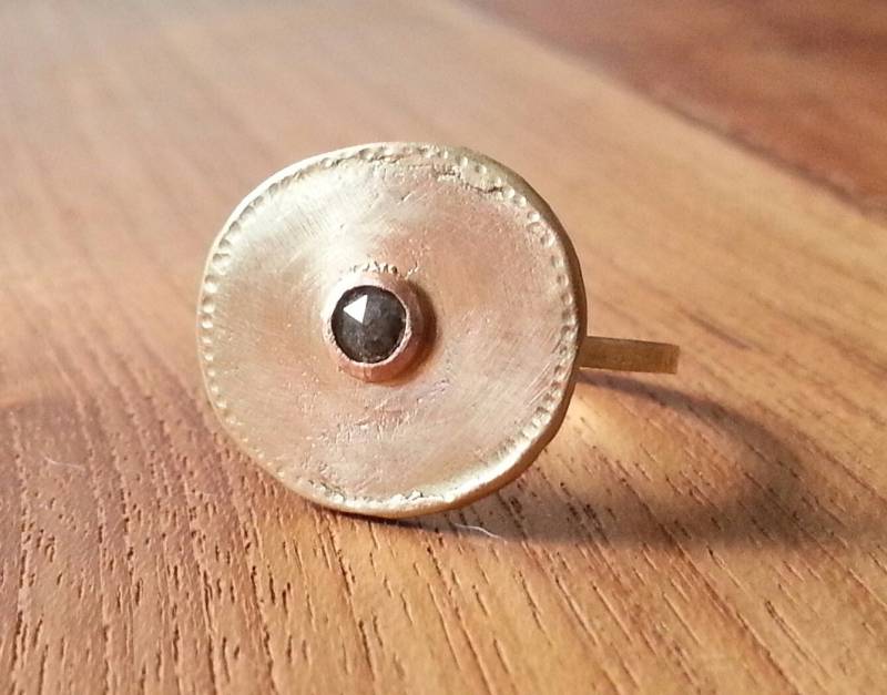 Diamantring Mit Rosenschliff - Aus 18 Karat Gold Antiker Look Verlobungsring Cocktailring von CJbijoux