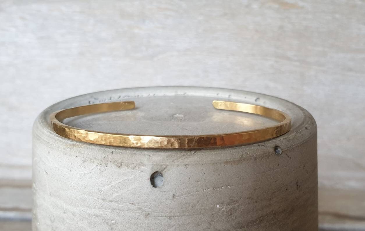Gelbgold Manschette Armband-18K Schlicht Gold Armband-statement Armband-stacking Armband - Gold Armband von CJbijoux