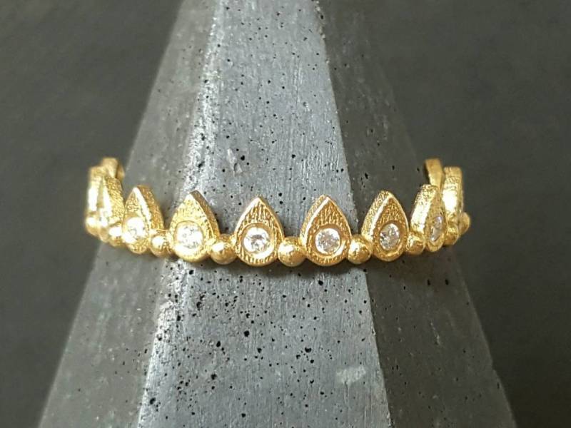 Unendlichkeit Gold Band-Unendlichkeit Ring-Bündig Diamant Verlobungs Ring - Ring-18 K Ring-Ehering Band - Krone Ring von CJbijoux