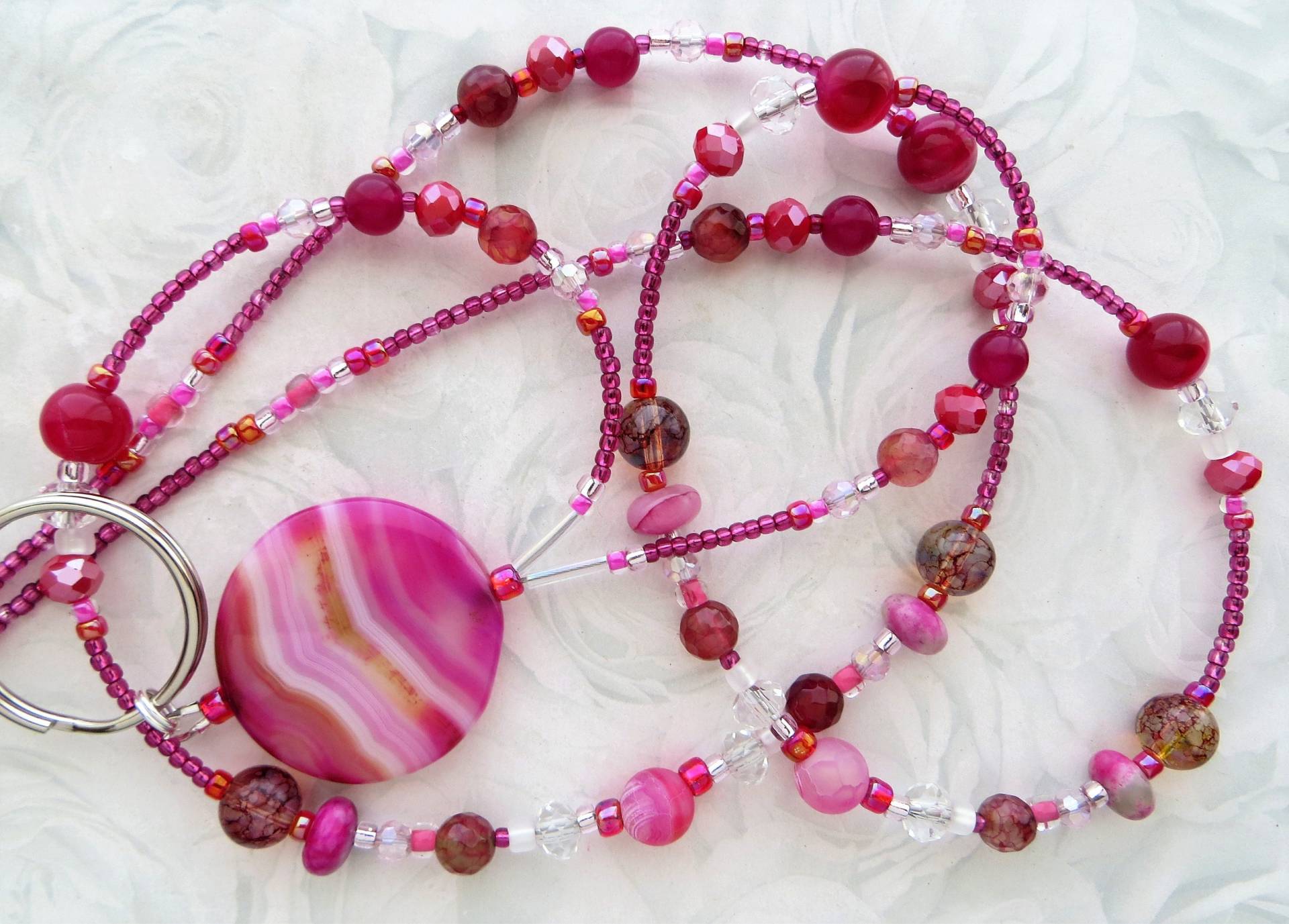 Feuer Achat - Id Lanyard-Anstecker - Lehrer Lanyard, Krankenschwester Geschenk - Achat Anhänger Edelsteine | Magnet-/Kettenverschluss von CJsInspirations