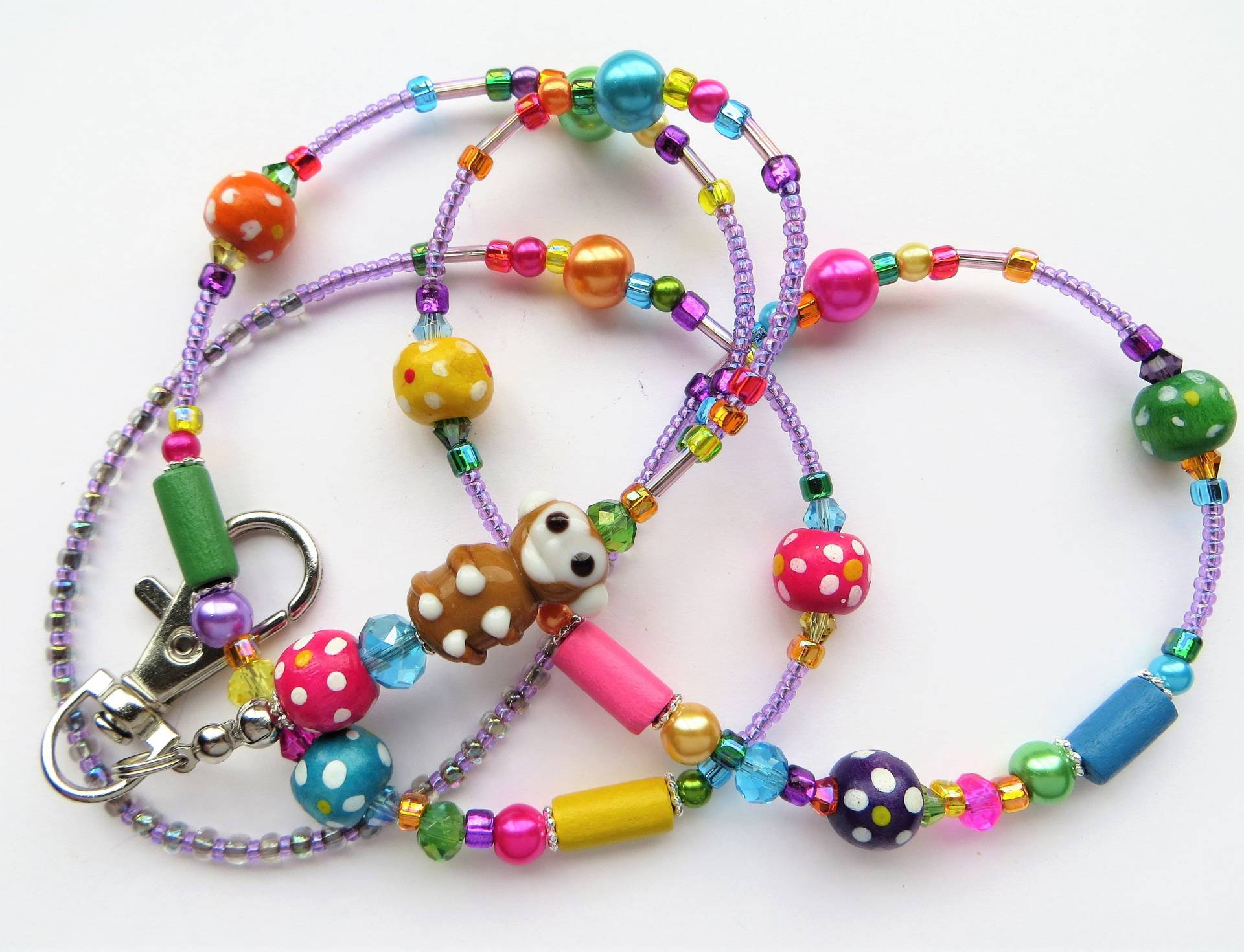Freundlicher Affe - Perlen Lanyard Id Badge Halter Lehrer Schlüsselband, Krankenschwester Mehrfarbiges Lampwork Affe | Comfort Erstellt von CJsInspirations