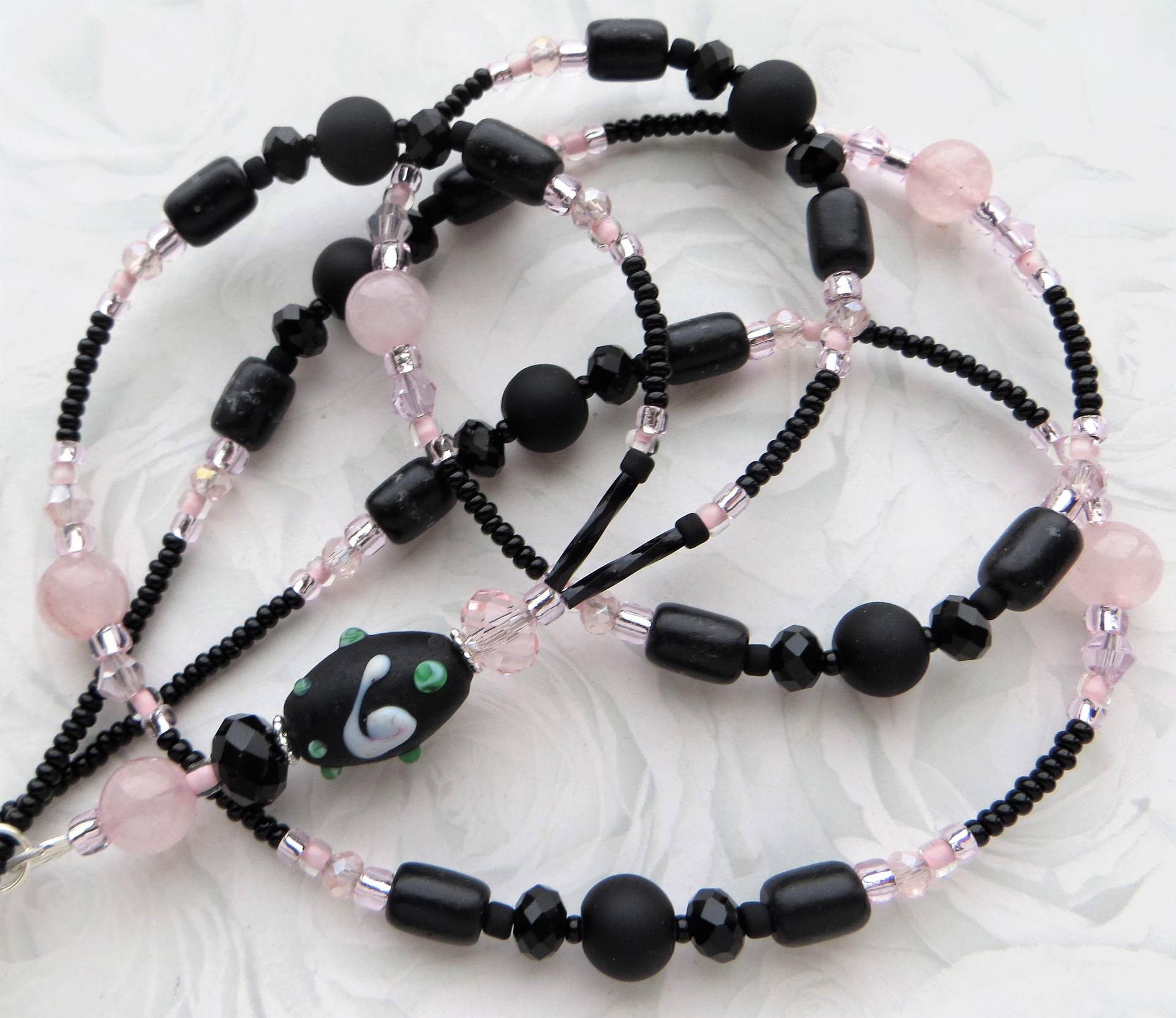 Night Rose - Handgefertigtes Perlen Armband, Id Schlüsselband, Lehrer Lampwork Perlen, Edelsteine von CJsInspirations