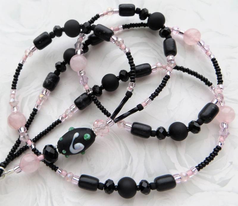 Night Rose - Handgefertigtes Perlen Armband, Id Schlüsselband, Lehrer Lampwork Perlen, Edelsteine von CJsInspirations