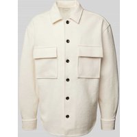 CK Calvin Klein Hemdjacke mit Woll-Anteil und Pattentaschen in Offwhite, Größe XXL von CK Calvin Klein