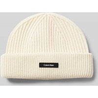 CK Calvin Klein Mütze mit Label-Patch in Offwhite, Größe 1 von CK Calvin Klein