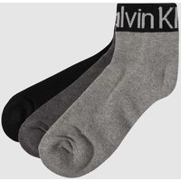 CK Calvin Klein Quarter-Socken im 3er-Pack in Mittelgrau Melange, Größe 40/46 von CK Calvin Klein