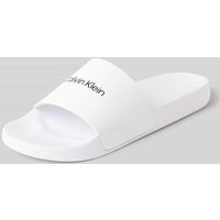 CK Calvin Klein Slides mit Label-Schriftzug Modell 'POOL SLIDE' in Weiss, Größe 45 von CK Calvin Klein