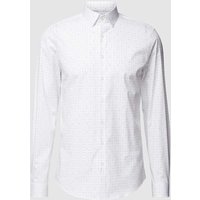 CK Calvin Klein Slim Fit Business-Hemd mit Allover-Muster Modell 'Bari' in Weiss, Größe 39 von CK Calvin Klein
