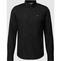 CK Calvin Klein Slim Fit Business-Hemd mit Kentkragen Modell 'POPLIN' in Black, Größe L von CK Calvin Klein
