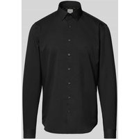 CK Calvin Klein Slim Fit Business-Hemd mit Label-Stitching Modell 'BARI' in Black, Größe 39 von CK Calvin Klein