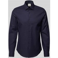 CK Calvin Klein Slim Fit Business-Hemd mit Label-Stitching Modell 'Bari' in Marine, Größe 43 von CK Calvin Klein
