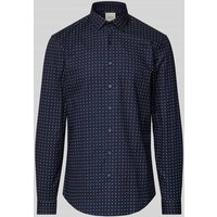 CK Calvin Klein Slim Fit Business-Hemd mit Label-Stitching in Marine, Größe 38 von CK Calvin Klein