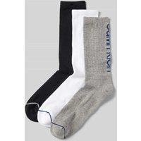 CK Calvin Klein Socken mit Label-Print im 3er-Pack in Mittelgrau Melange, Größe 40-46 von CK Calvin Klein