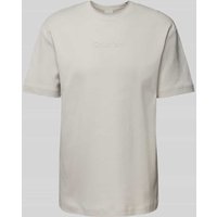 CK Calvin Klein T-Shirt mit Label-Detail Modell 'TECH INTERLOCK' in Stein, Größe L von CK Calvin Klein