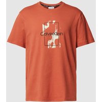CK Calvin Klein T-Shirt mit Label-Print Modell 'CAMO' in Terra, Größe XL von CK Calvin Klein