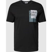 CK Calvin Klein T-Shirt mit Label-Print Modell 'OVERLAY BOX' in Black, Größe XL von CK Calvin Klein