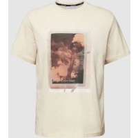 CK Calvin Klein T-Shirt mit Label-Print Modell 'PHOTO' in Sand, Größe L von CK Calvin Klein
