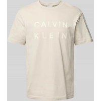 CK Calvin Klein T-Shirt mit Label-Print in Beige, Größe L von CK Calvin Klein