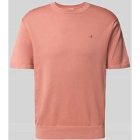 CK Calvin Klein T-Shirt mit Logo-Stitching Modell 'SUPIMA' in Lachs, Größe L von CK Calvin Klein