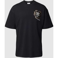 CK Calvin Klein T-Shirt mit Motiv-Stitching Modell 'NIGHT FLOWER' in Black, Größe L von CK Calvin Klein