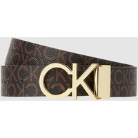 CK Calvin Klein Wendegürtel mit Logo-Muster in Dunkelbraun, Größe 110 von CK Calvin Klein