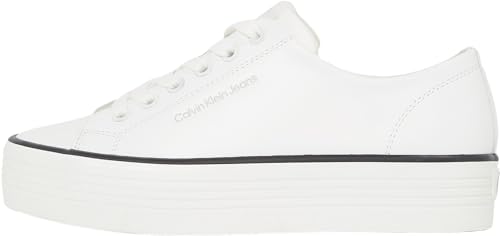 Calvin Klein Damen Vulcanized Sneaker Bold Low aus Leder, Weiß (Bright White/Black), 38 von Calvin Klein