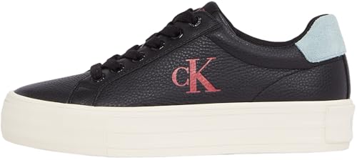 Calvin Klein Damen Vulcanized Sneaker Bold Low Top, Mehrfarbig (Black/Blue Surf/Creamy White), 39 von Calvin Klein