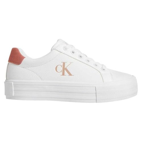 Calvin Klein Damen Vulcanized Sneaker Bold Low Top, Mehrfarbig (Bright White/Tuscany), 40 von Calvin Klein