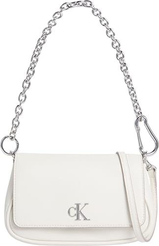 Calvin Klein Damen Schultertasche Minimal Monogram mit Tragekette, Mehrfarbig (Silver Birch), Einheitsgröße von Calvin Klein