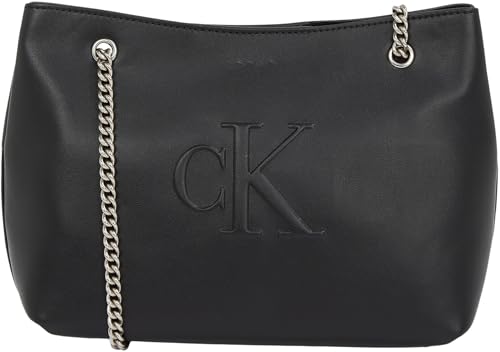 Calvin Klein Damen Umhängetasche Sculpted Chain mit Tragekette, Schwarz (Na Black), Einheitsgröße von Calvin Klein