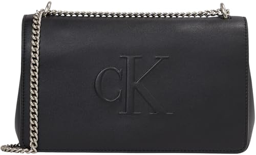 Calvin Klein Damen Umhängetasche Sculpted Flap mit Tragekette, Schwarz (Black), Einheitsgröße von Calvin Klein