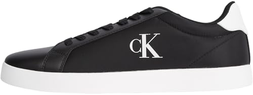 Calvin Klein Herren Cupsole Sneaker mit Logo, Schwarz (Ck Black/Bright White), 45 von Calvin Klein