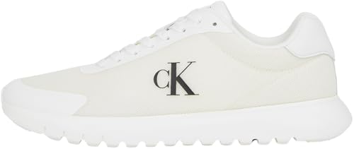 Calvin Klein Herren Runner Sneaker Eva Mesh mit Logo, Weiß (Triple Bright White), 45 von Calvin Klein