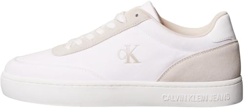 Calvin Klein Herren Cupsole Sneaker Classic Canvas Low Top, Weiß (Bright White/Eggshell), 45 von Calvin Klein