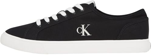 Calvin Klein Herren Vulcanized Sneaker Canvas Low Top, Schwarz (Ck Black/Bright White), 42 von Calvin Klein