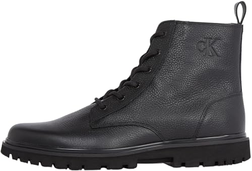 Calvin Klein Herren Mid Boot Stiefel Eva Mid Tumbled zum Schnüren, Schwarz (Triple Black), 45 von Calvin Klein