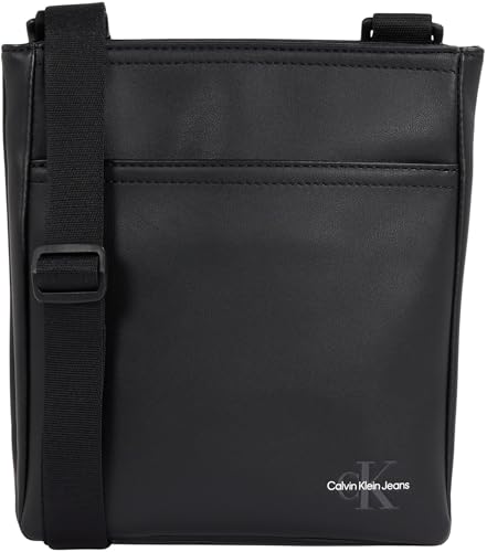 Calvin Klein Herren Umhängetasche Mono Logo Flat Pack aus Kunstleder, Schwarz (Black), Einheitsgröße von Calvin Klein